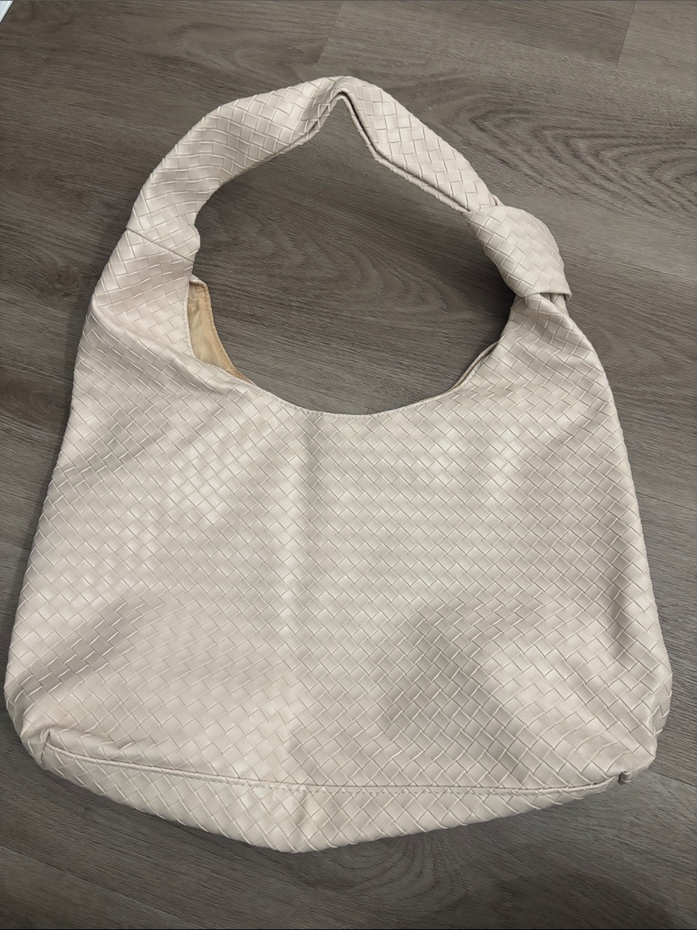 Woven Hobo Shoulder Bag - Cream